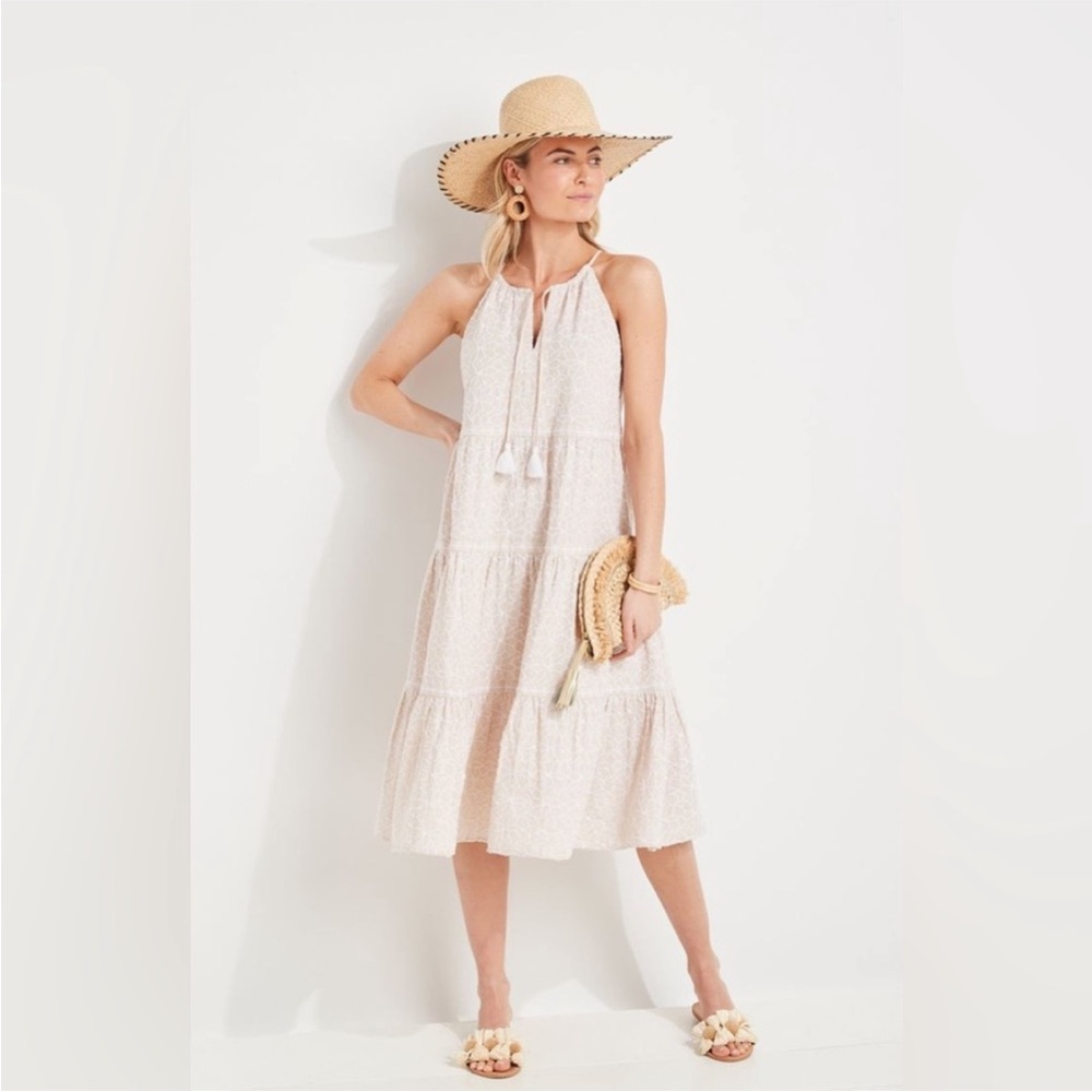 Vineyard Vines Tan and Cream Sleeveless Dress
